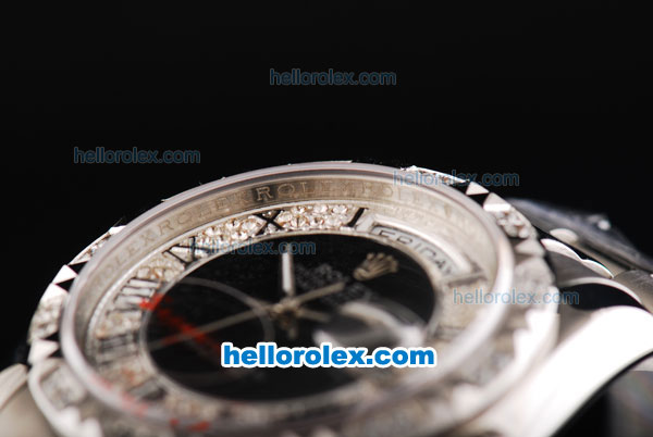 Rolex Day-Date Automatic Black Dial with Diamond Bezel - Click Image to Close